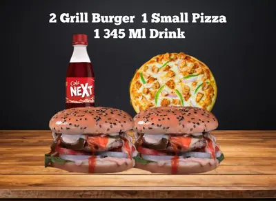 Combo Deal 3 - 2 Grill Burger 1 Small Pizza with regular drink