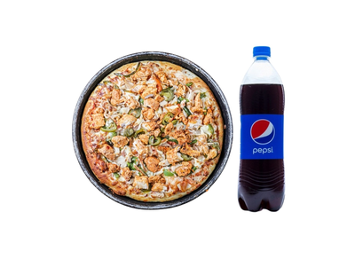 Medium Pizza, 10 Pcs Hot Wings, Fries & Liter Soft Drink