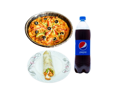 Medium Pizza, Chicken Shawarma & Litre Soft Drink