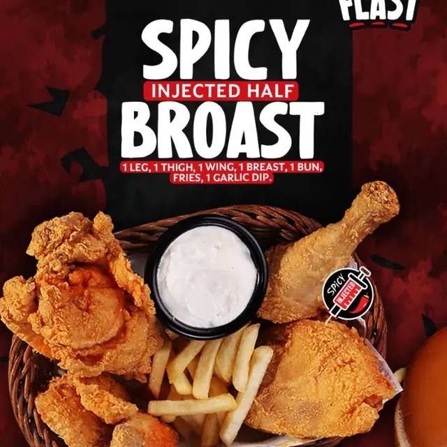 Spicy Injected Half Broast 1 Leg, 1 Thig, 1 Wings, 1 Breas...
