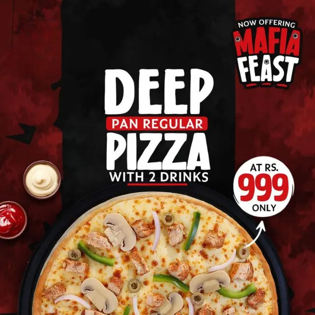 Deep Pan (Regular) Pizza with 2 Drinks
