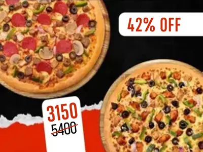 2 Large Pizza, serves 6