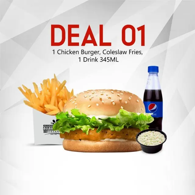 Chicken Burger, Coleslaw, Fries, 1 Drink 345ML