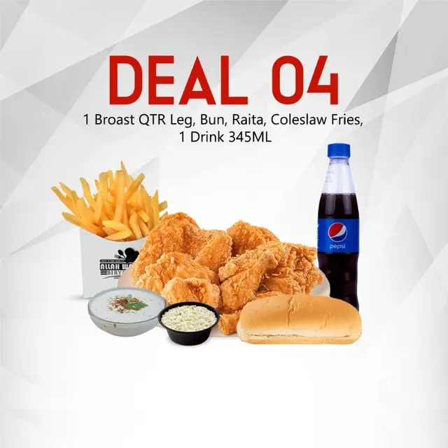 Breast Qtr Leg, Bun, Raita, Fries, 1 Drink 345ML