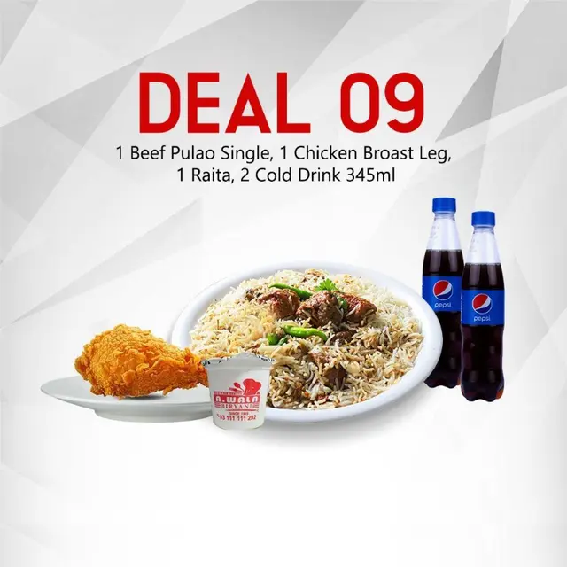 1 Beef White Biryani Single, 1 Chicken Breast Leg, 1 Raita, ...