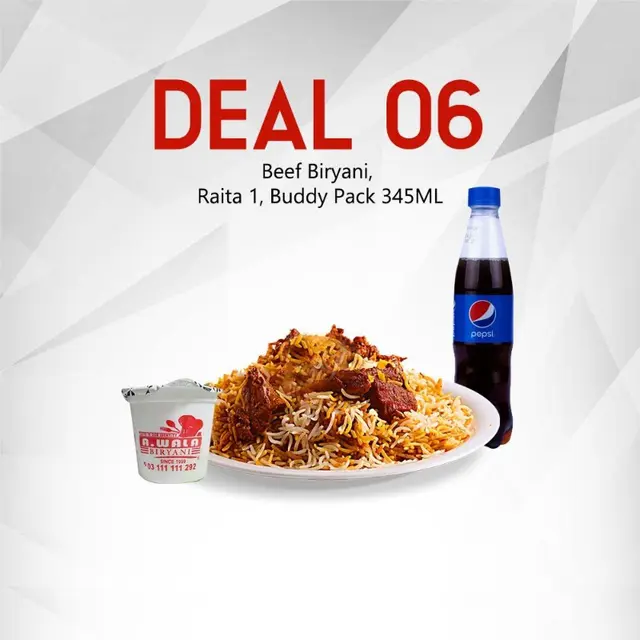 Beef Biryani, Raita, 1 Buddy Pack 345ML
