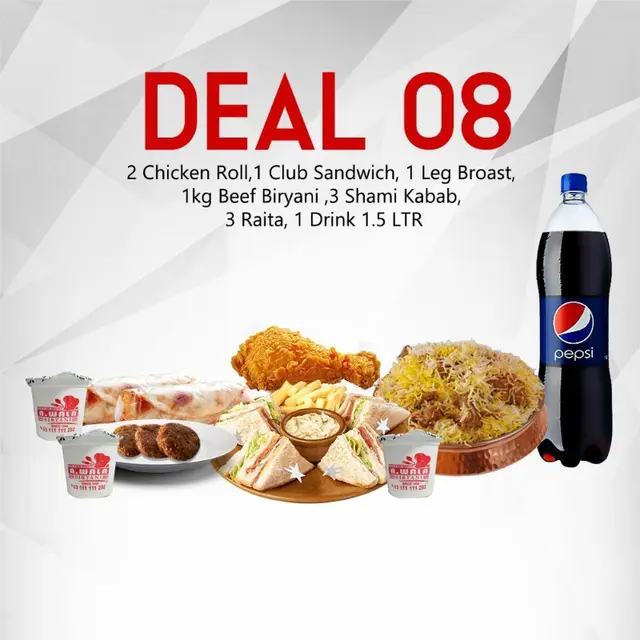 2 Chicken Roll, 1 Club Sandwich, 1 Leg Broast, 1 Kg...