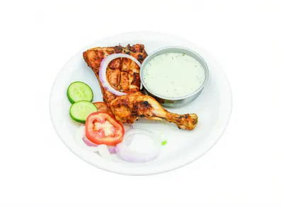 CHICKEN TIKKA LEG 2 PURI PRATHA CHATNI / SALAD SOFT DRINK (345 ML)