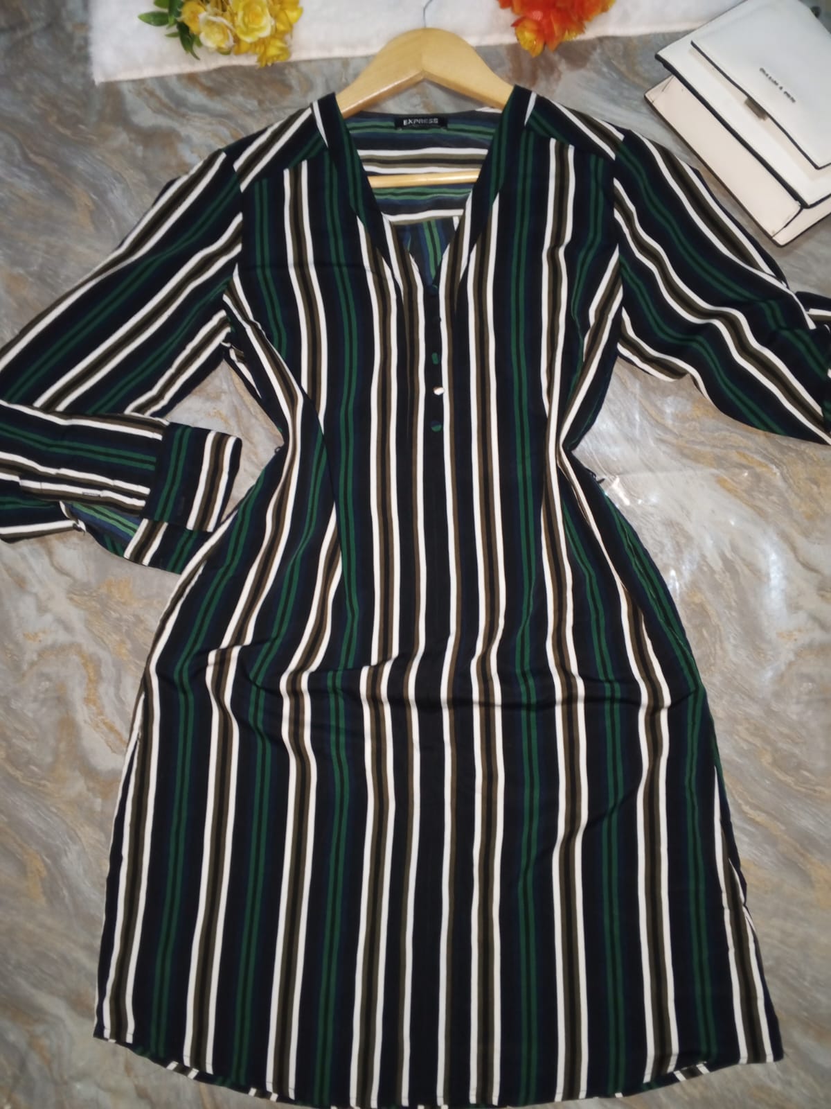 Stripped shirt dress