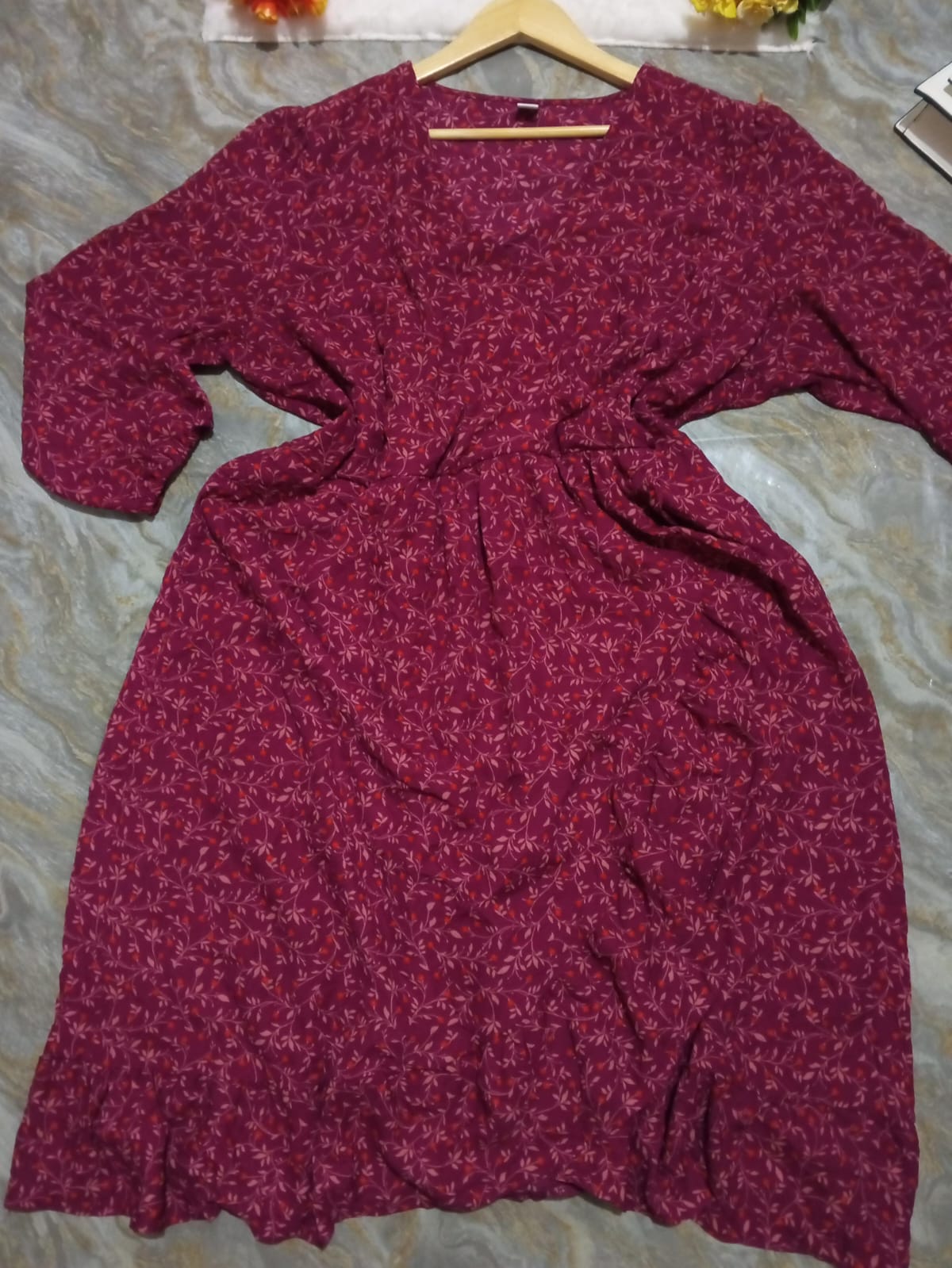 Old Navy Waist-Defined Ruffle-Trim Faux-Wrap Georgette Dress