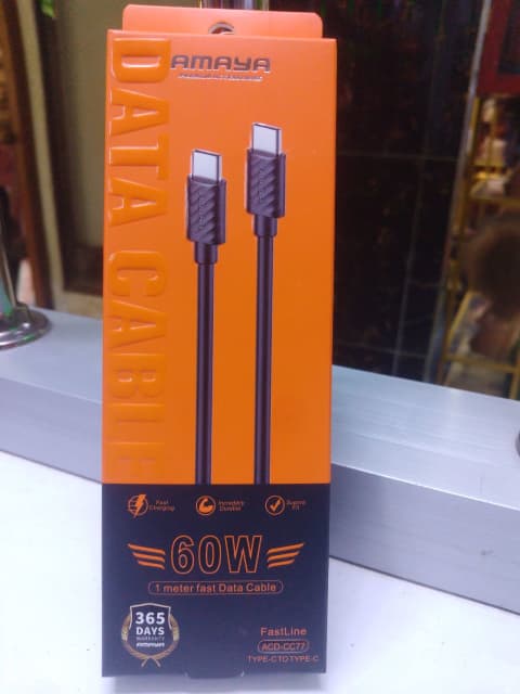 Amaya Type-C to Type-C 60W 1m Fast Charging Cable — Cables, Connector: Type-C to Type-C, Length: 1m. Available at Shop G35, Platinum Plaza, Nairobi CBD | Accessories Galaxy Amaya Type-C to Type-C 60W 1m Fast Charging Cable — Cables, Connector: Type-C to Type-C, Length: 1m. Available at Shop G35, Platinum Plaza, Nairobi CBD | Accessories Galaxy — photo 1