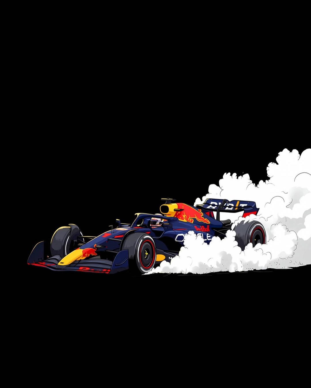 Red Bull Racing F1 Burnout Vector Art Poster