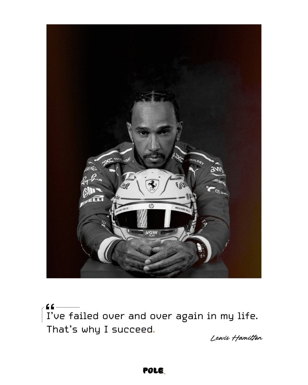 Lewis Hamilton Ferrari 2025 Portrait Quote F1 Tribute Poster