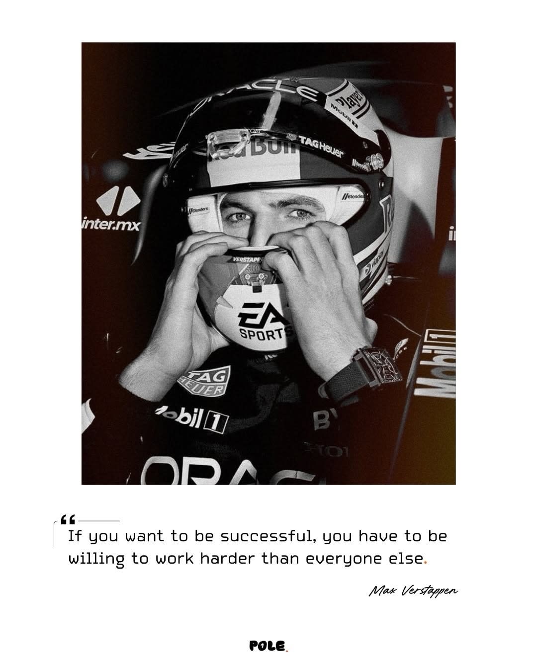 Max Verstappen Red Bull Racing Portrait Quote F1 Tribute Poster
