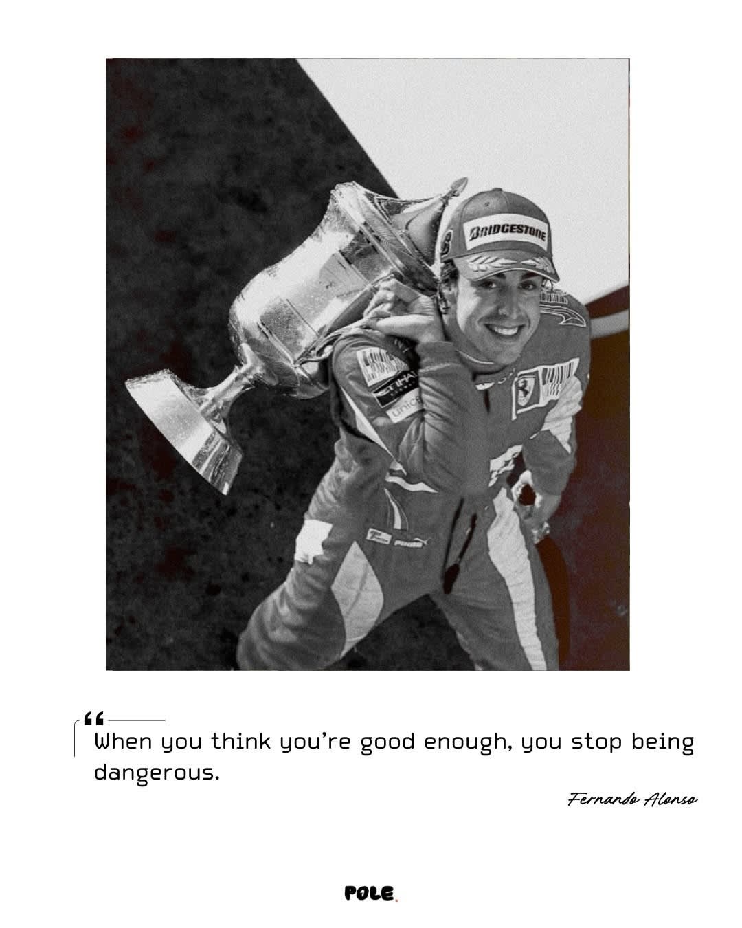 Fernando Alonso Ferrari Trophy Quote F1 Legend Tribute Poster