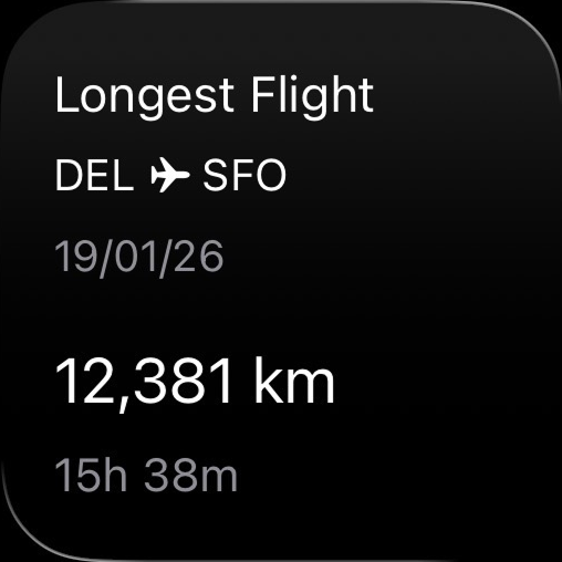 Preview of Flighty Longest Flight widget
