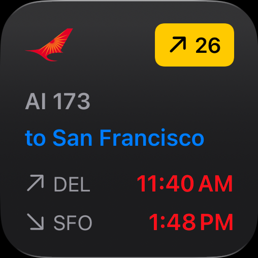 Preview of Flighty Live Flight widget