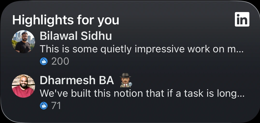 Preview of Linkedin - Highlights Medium widget