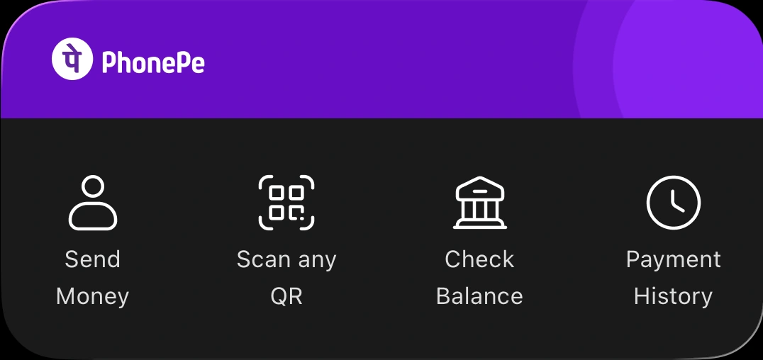 Preview of PhonePe - Shortcuts widget