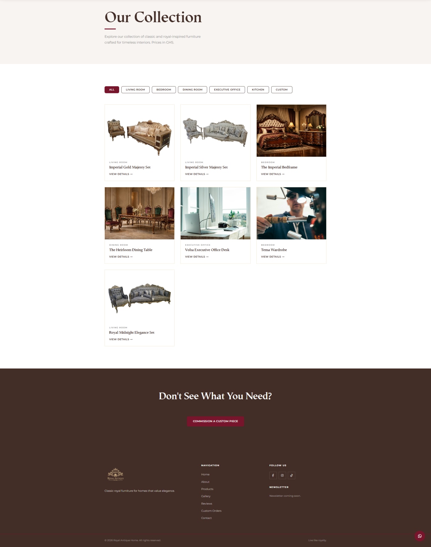 Royal Antique Home — product catalogue section