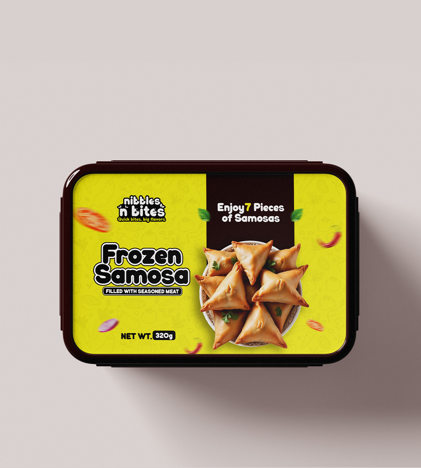 Nibbles N Bites — frozen samosa packaging design
