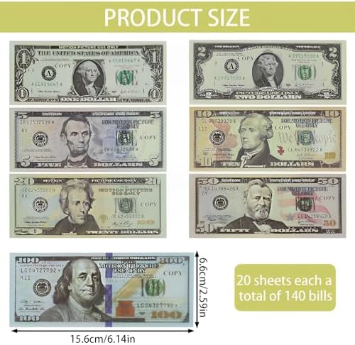 Vue 2 de Pcs Prop Moneyfaux Billets