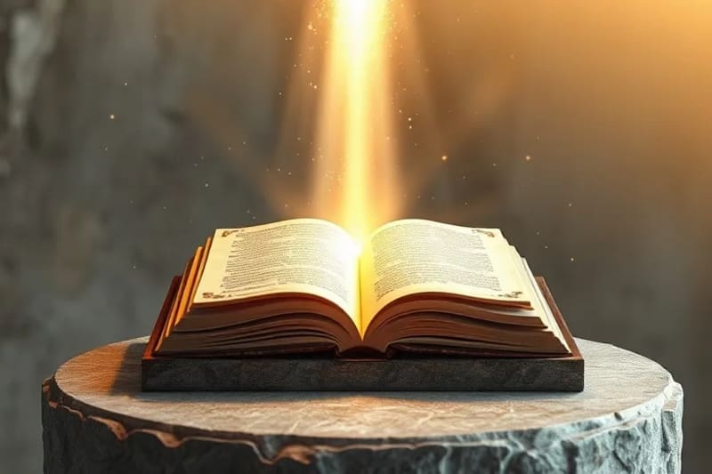 Luz etérea sobre un libro de oración