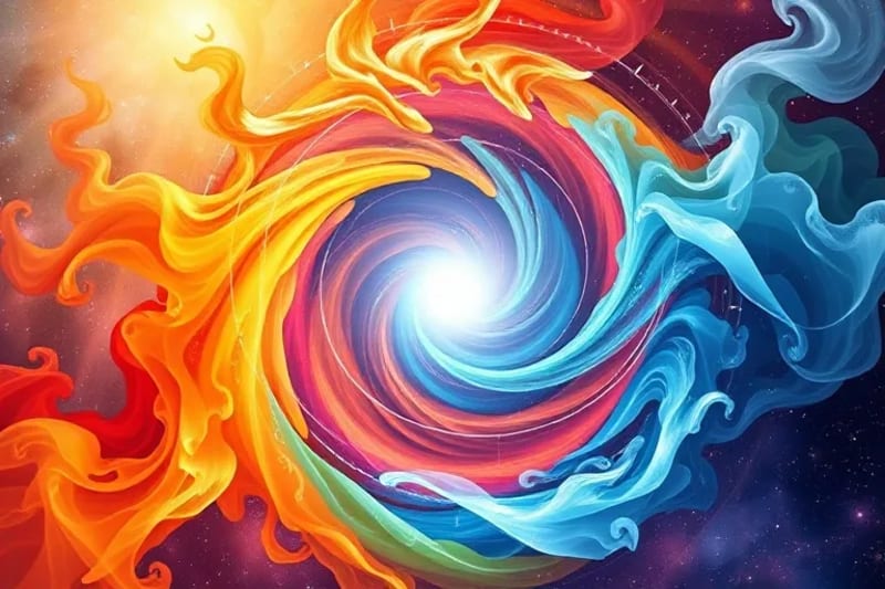 Representación mística del equilibrio de los cinco elementos chinos