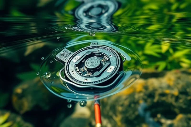 Detailed view of an advanced water quality IoT sensor