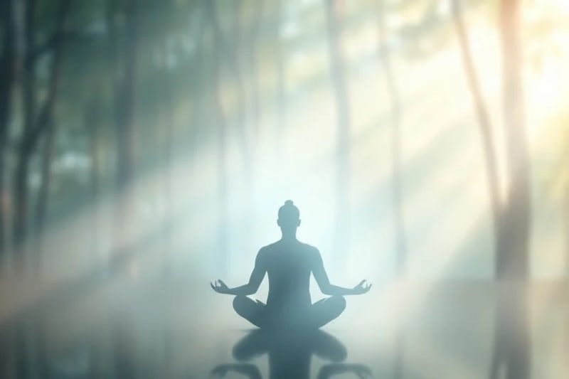 Pintura impresionista de una persona en estado de meditación y serenidad