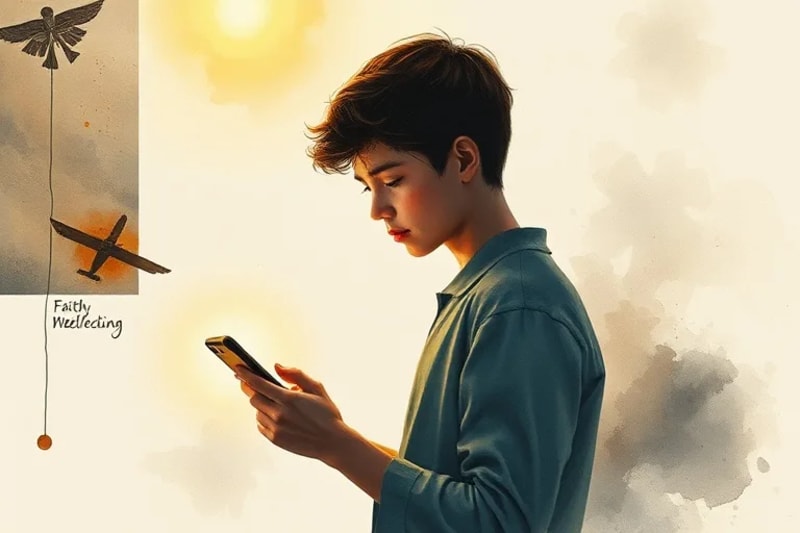 Joven contemplando la influencia de la tecnología en su fe