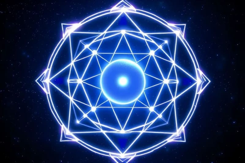 Abstract glowing lines forming a protective sphere, symbolizing energetic boundaries
