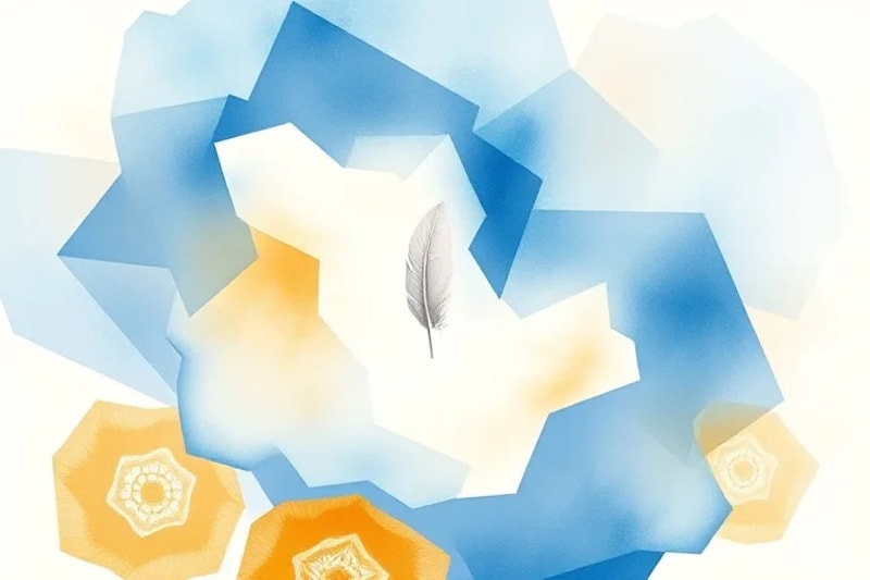 Pintura abstracta de acuarela con colores que sugieren guía y paz