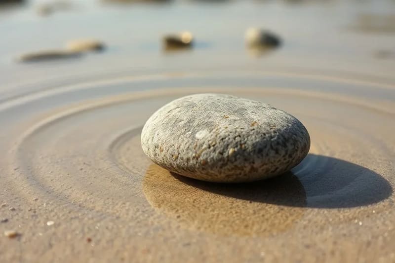 River stone reflecting celestial event