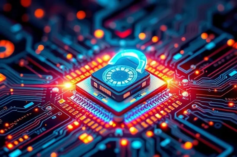 Representación artística de claves criptográficas protegidas por escudos cuánticos