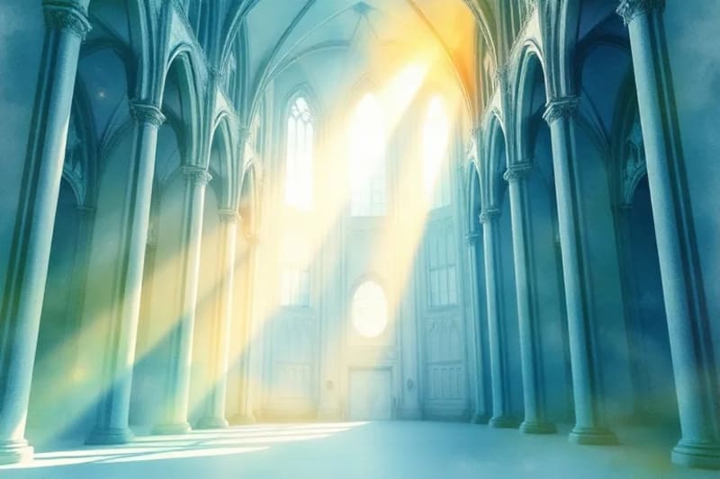Ilustración abstracta de luz y colores suaves, simbolizando paz interior