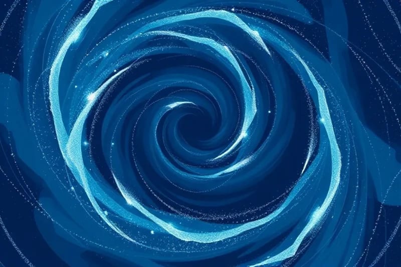 Abstract cosmic vortex with interwoven energy threads