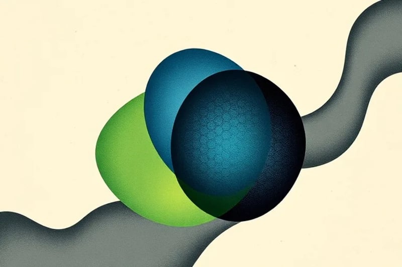 Abstract vector art representing interconnected environmental, social, and governance (ESG) factors.