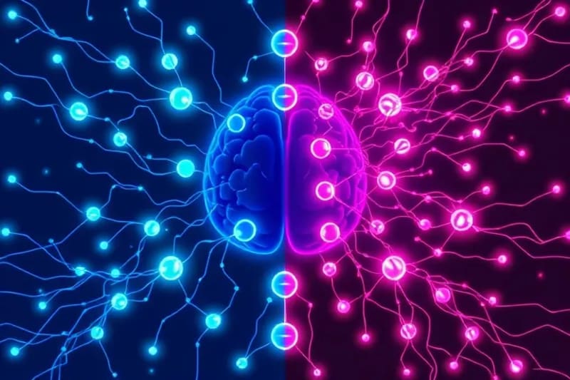 Abstract 3D render of neural and hormonal communication