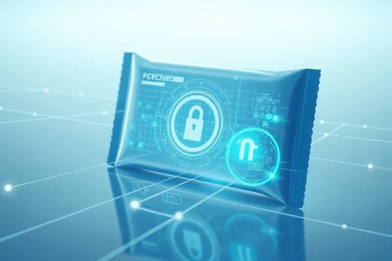 Paquete farmacéutico con sensores IoT y datos blockchain