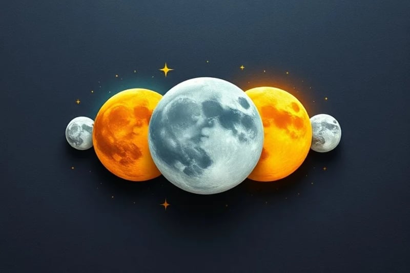 Stylized lunar cycle phases