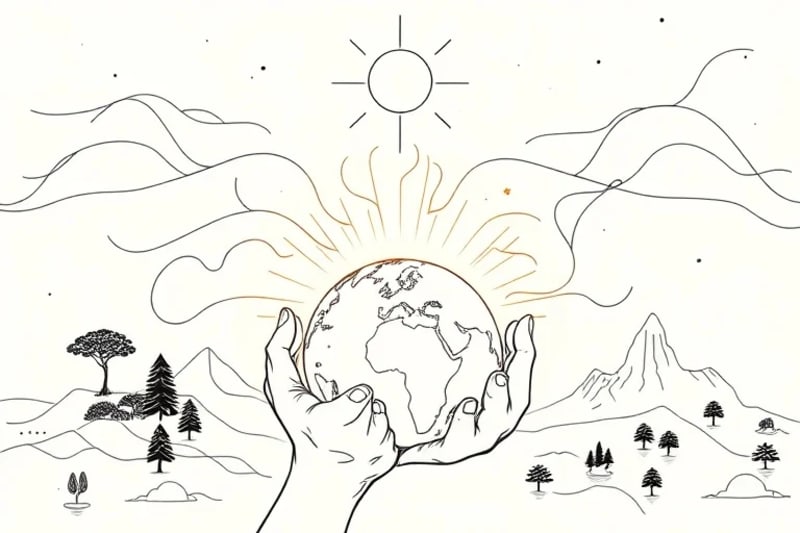 Digital art of global energy grids and hands healing earth