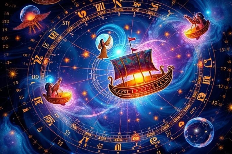 Representación abstracta del Duat y el viaje de Ra