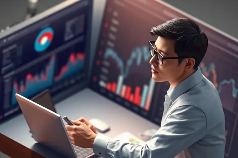 Persona tomando una decisión financiera informada con datos claros