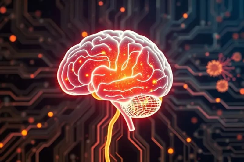 Abstract digital art of brain and gut microbiome connection