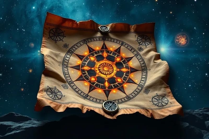 Abstract representation of ancient cosmic connection and wisdom