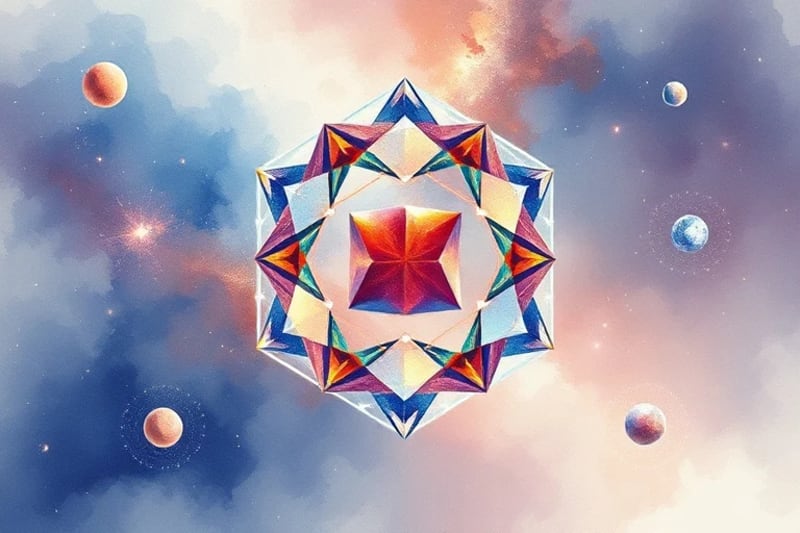 Abstract 3D render of geometric and crystalline structures