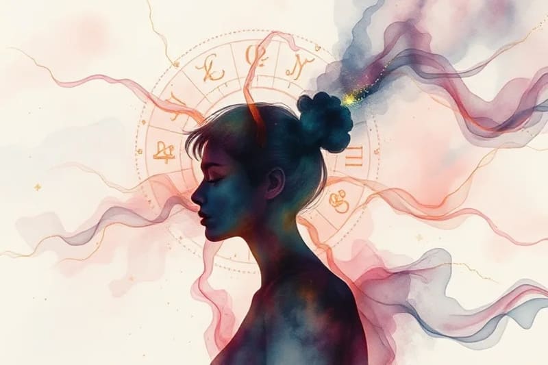 Silueta de persona con colores de ansiedad y carta astral