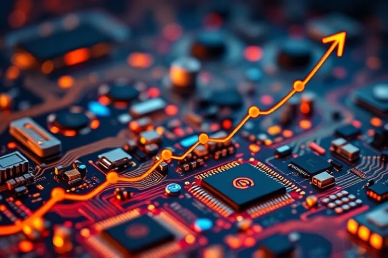 Vector art of data flow and marketing channels for B2B growth