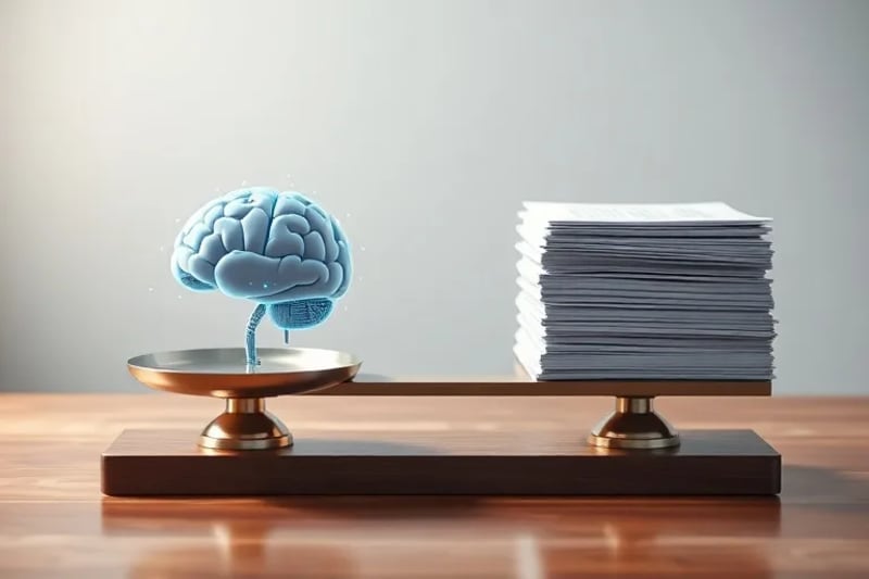 Conceptual image of a balanced scale weighing AI against ethical guidelines
